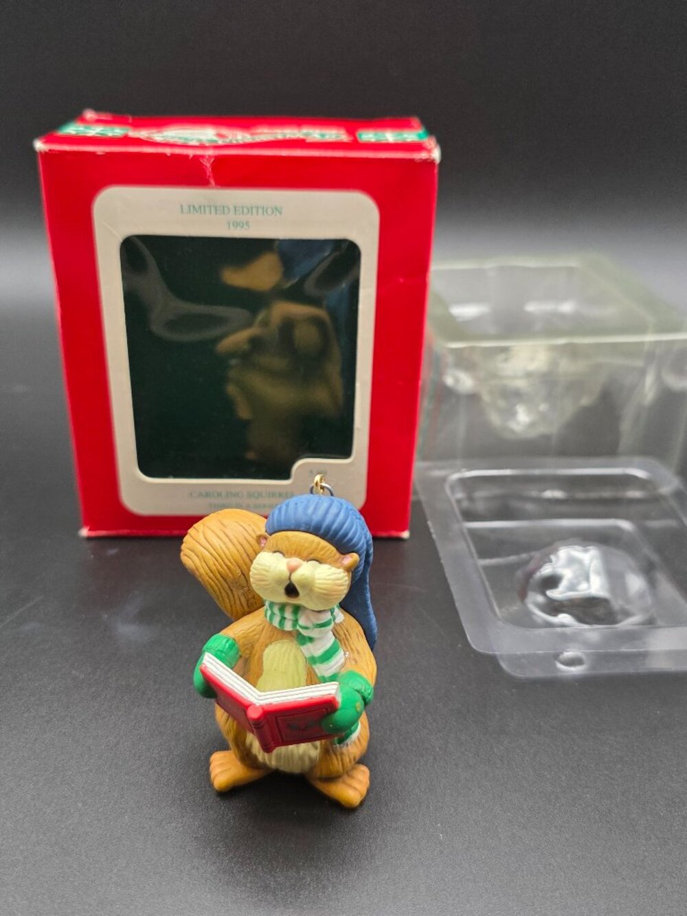 vintage DCI Ornament Caroler Squirrel 1995 Happy Holidays Figurine with box